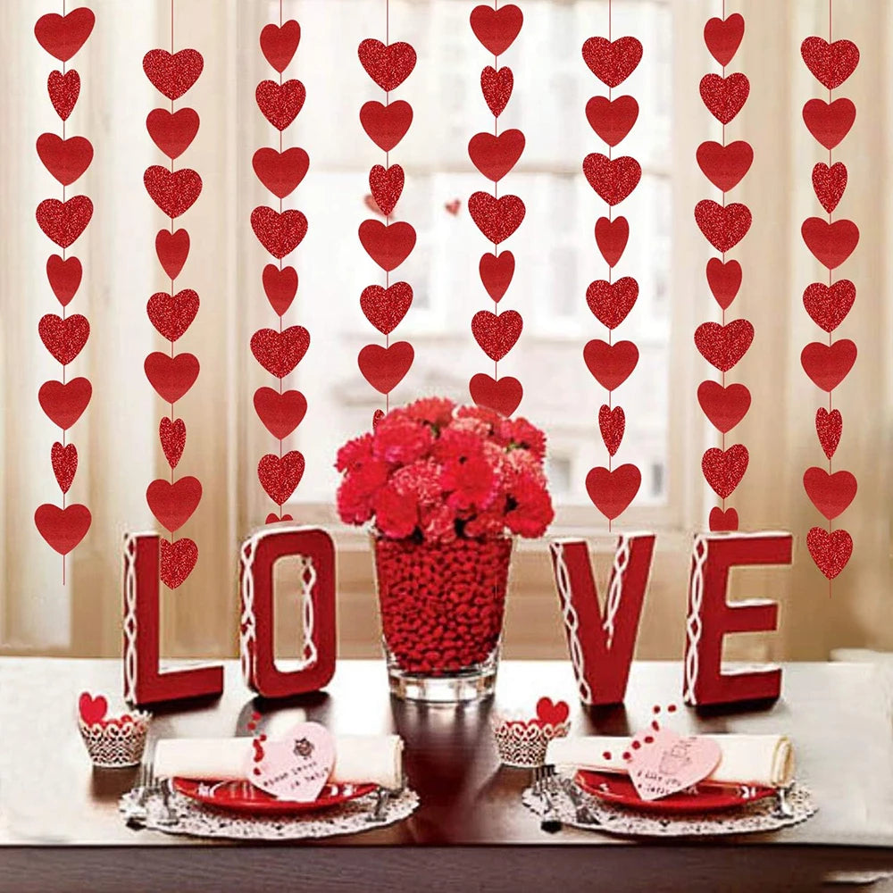Guirlande Saint-Valentin Cœurs Rouges