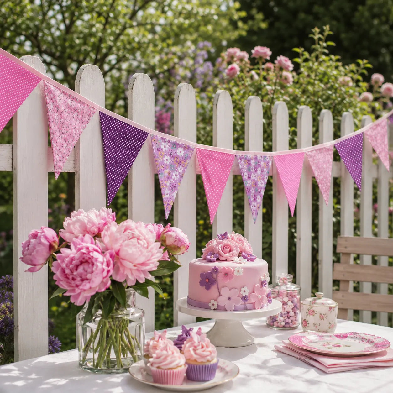 Guirlande Tissu Rose et Violet
