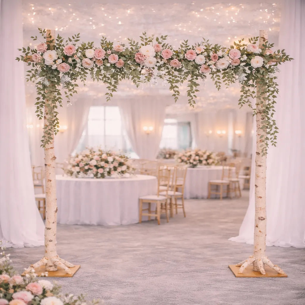 Guirlande de Fleurs Roses à Feuillage Pour Arche