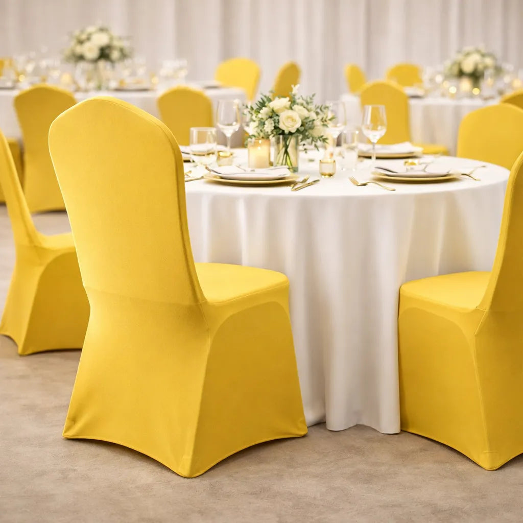 Housse de Chaise Jaune Extensible pour Mariage
