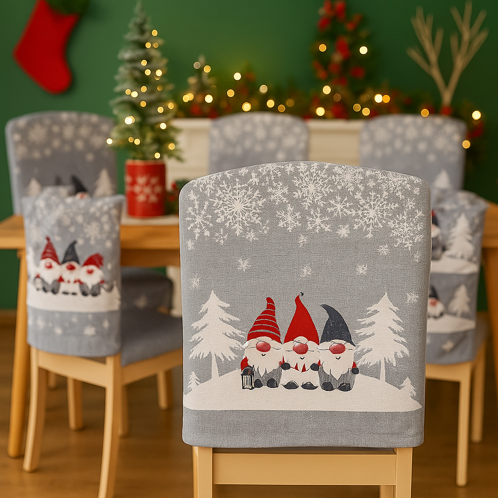 Housse de Chaise Lutins Flocons Gris