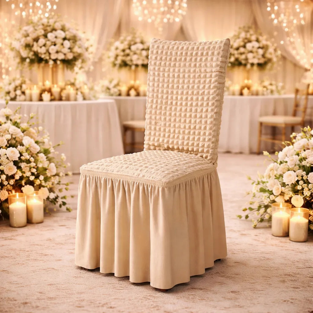 Housse de Chaise Mariage Beige Chic