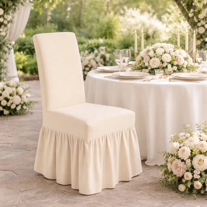 Housse de Chaise Mariage Beige Epurée