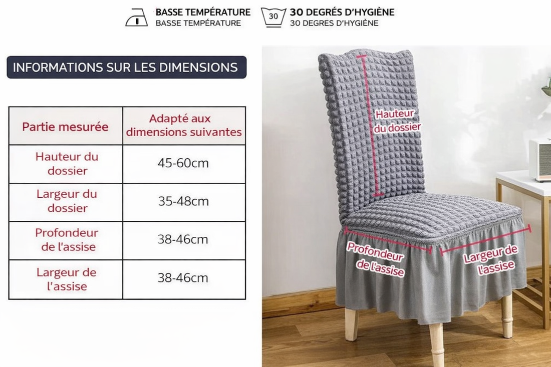 Housse de Chaise Mariage Originale Dimensions
