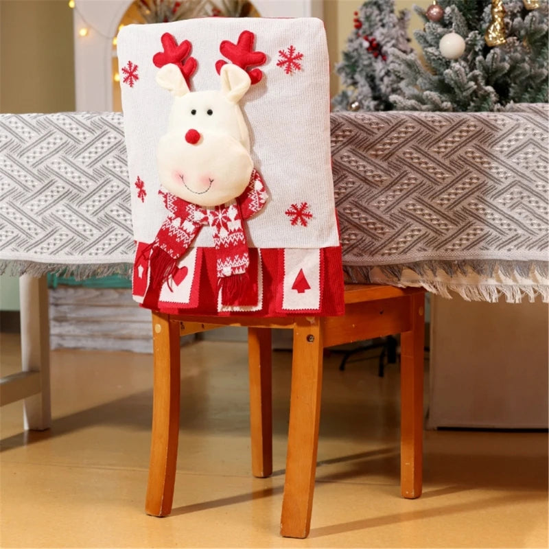 Housse de Dossier de Chaise Petit Renne Noël Traditionnelle