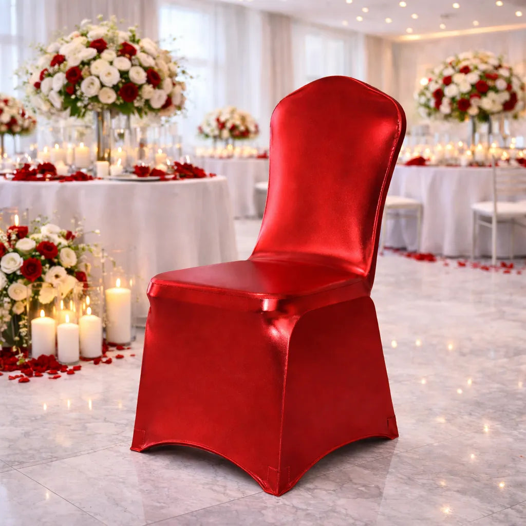 Housse de chaise Mariage Rouge Métallique