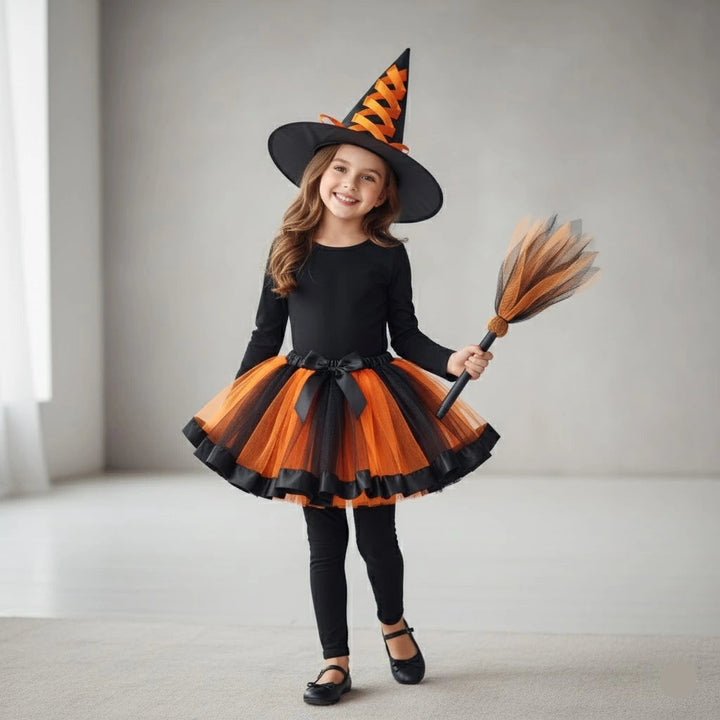 Jupe Sorcière Orange Avec Accessoires