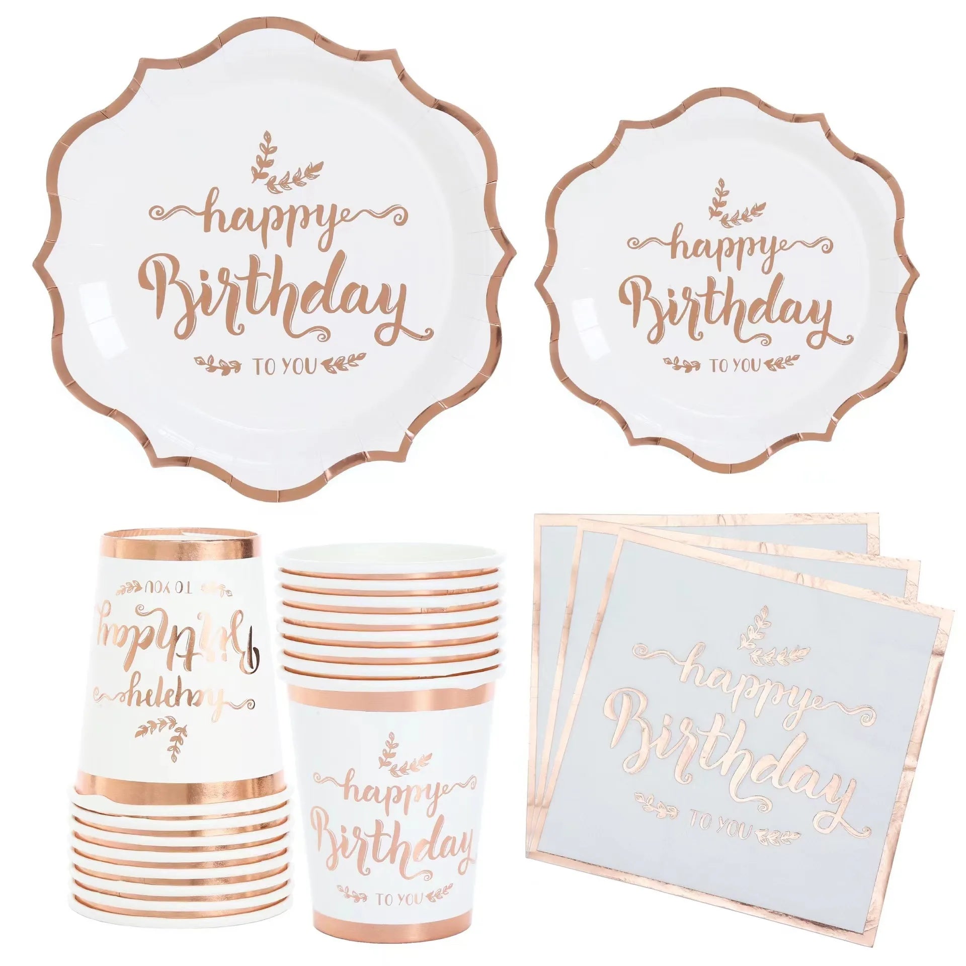 Kit Vaisselle Jetable Anniversaire Rose Gold