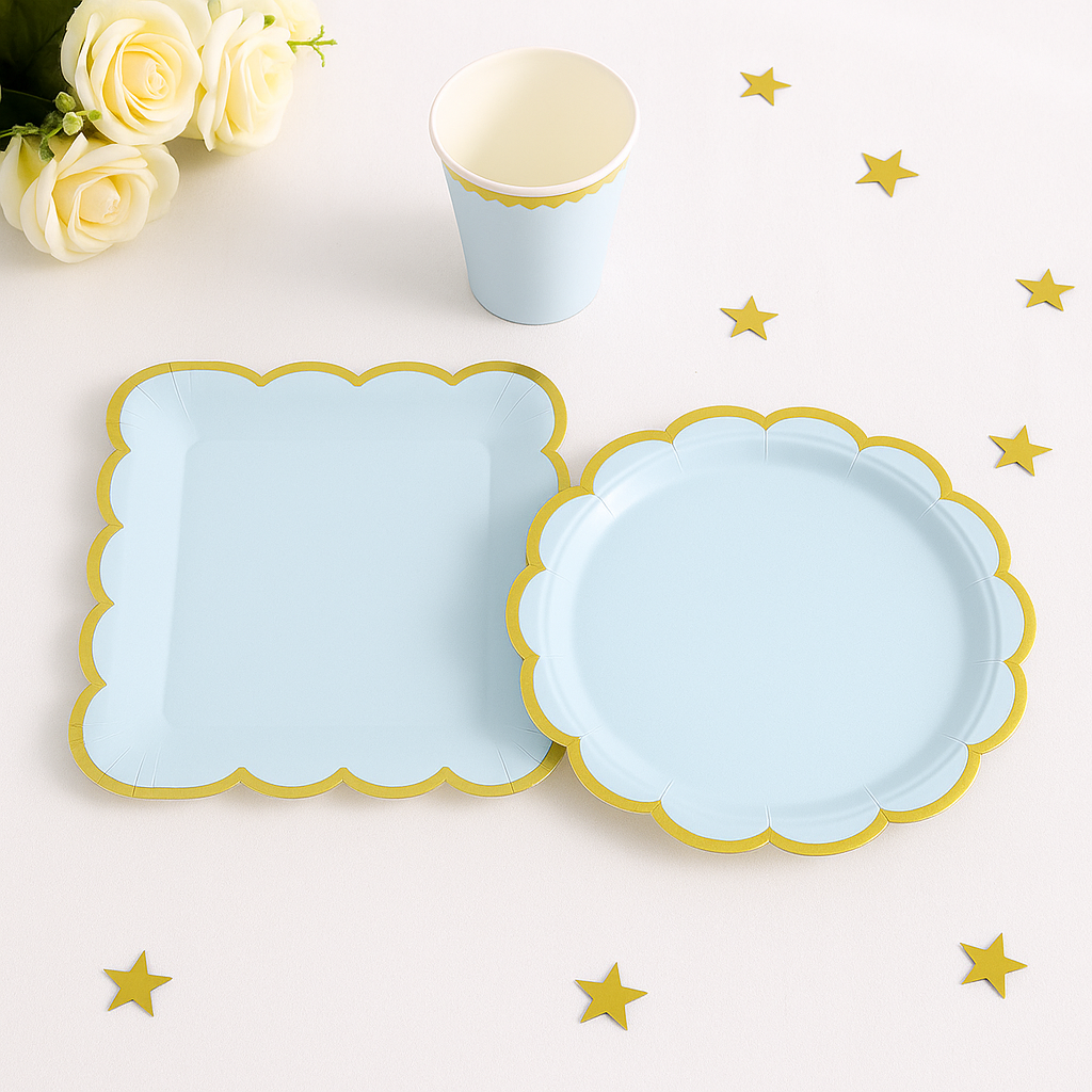 Kit Vaisselle Jetable Bleu