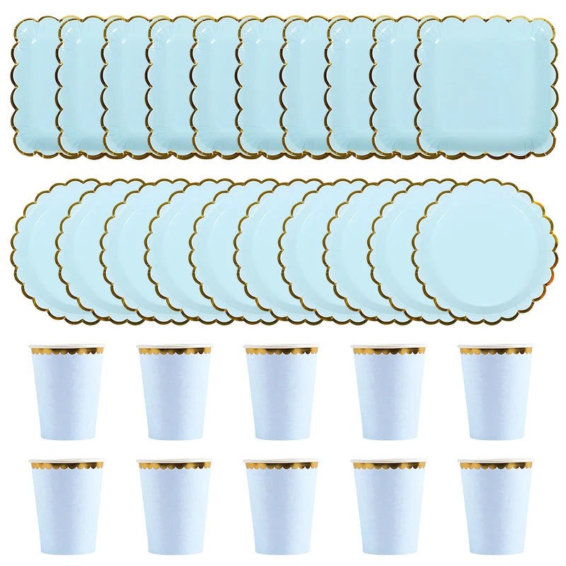 Kit Vaisselle Jetable Bleu
