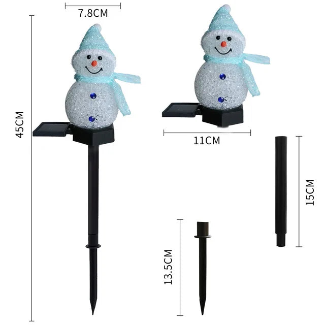 Lampe Solaire Bonhomme de Neige Bleu