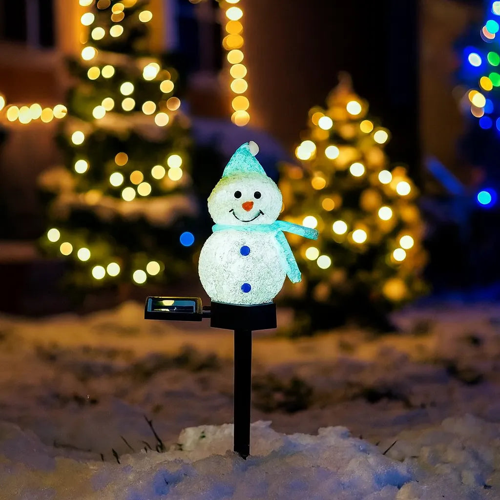 Lampe Solaire Bonhomme de Neige Bleu chic