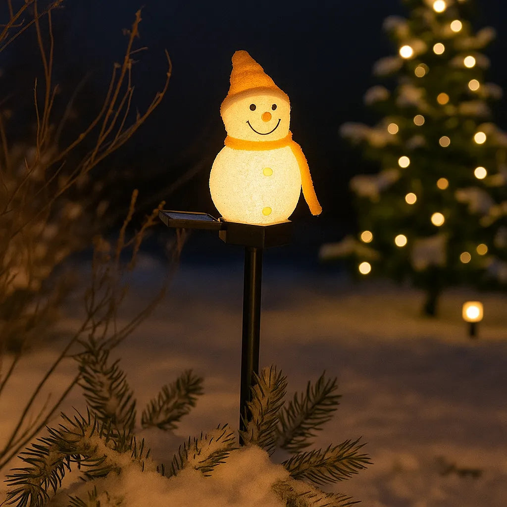 Lampe Solaire Bonhomme de Neige Jaune chic