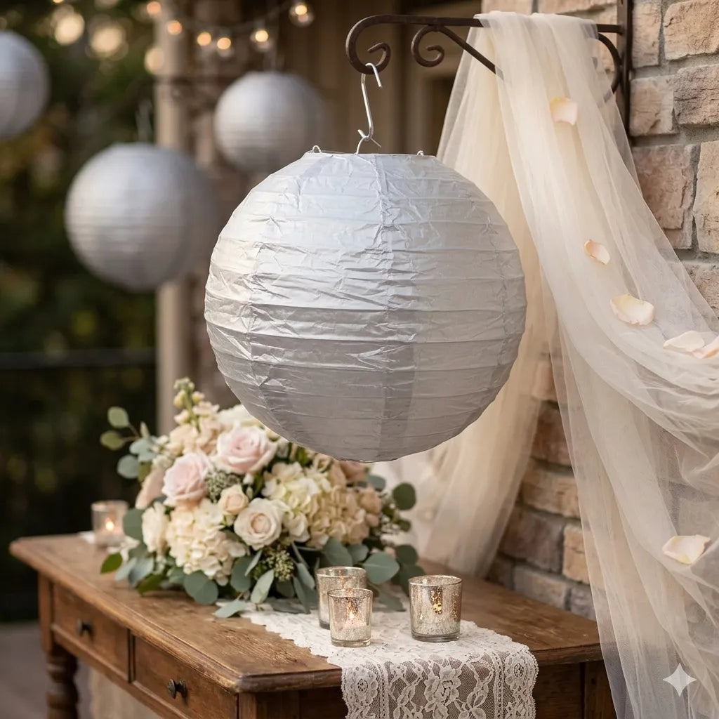 Lampion Mariage Argenté Chic