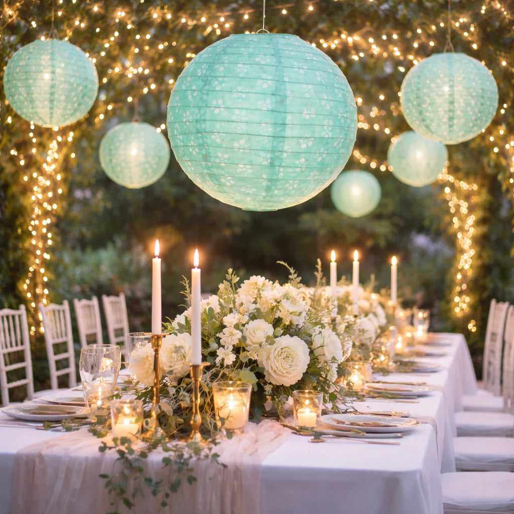 Lampion Mariage Bleu Ajouré