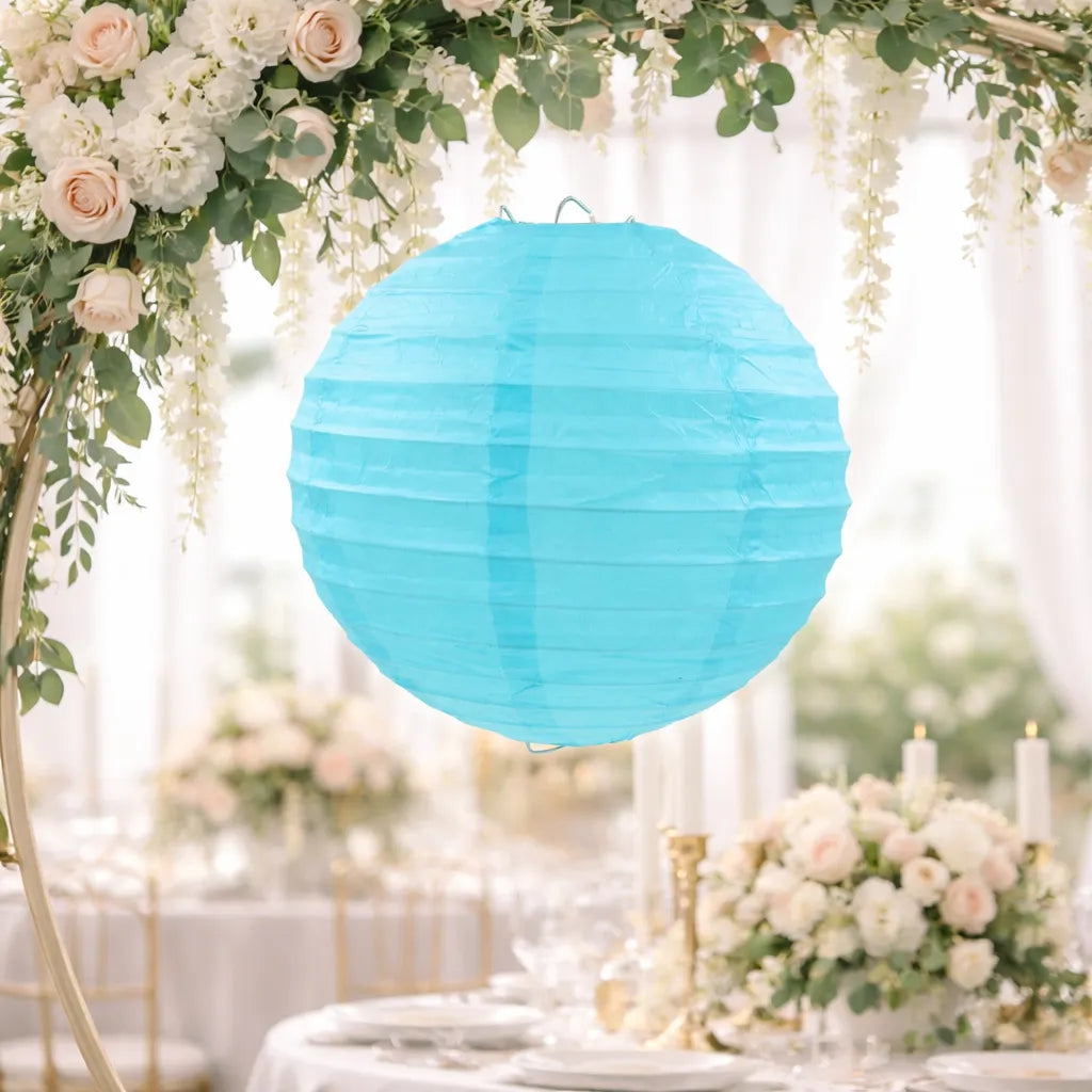 Lampion Mariage Bleu en Papier Raffiné