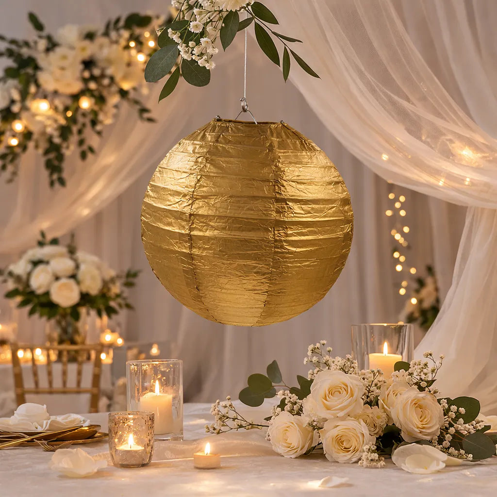 Lampion Mariage Doré Chic