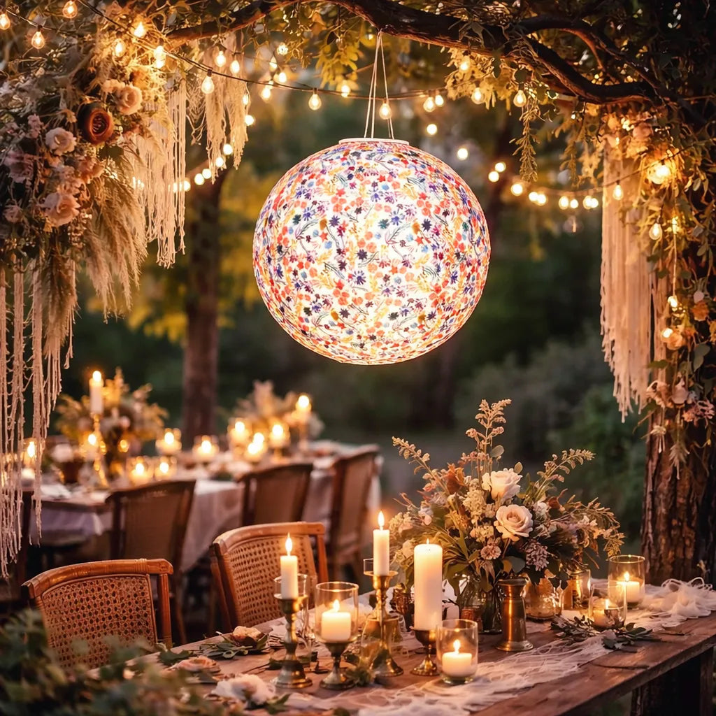 Lampion Mariage Fleuri Lumineux Chic