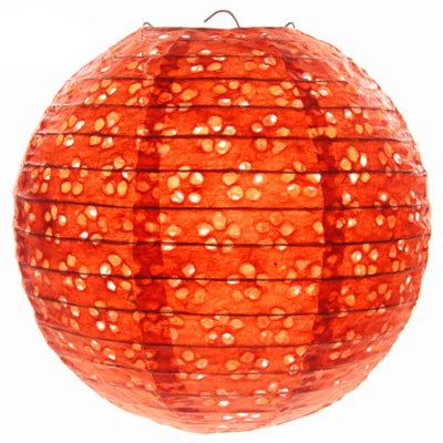 Lampion Orange Ajouré Fleuri bohème