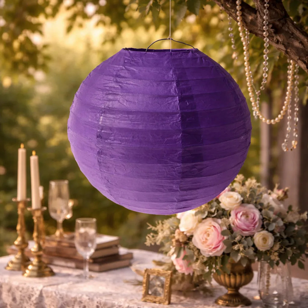 Lampion Rond Mariage Violet Chic