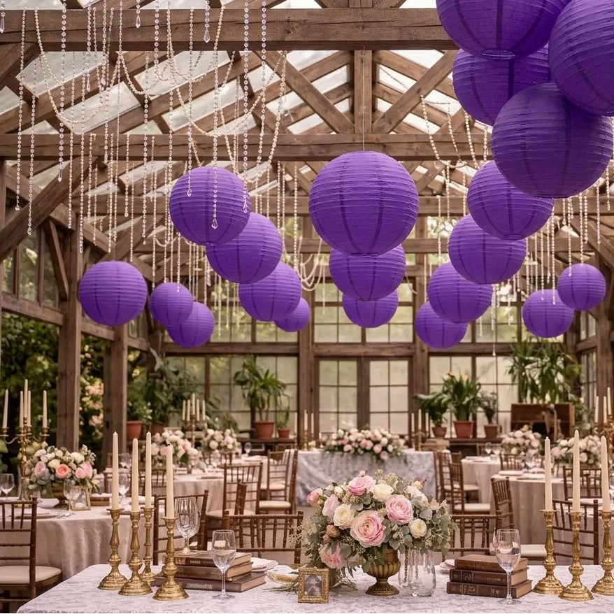 Lampion Rond Mariage Violet Elégant