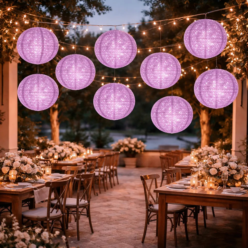 Lampion Violet Fleuri Ajouré