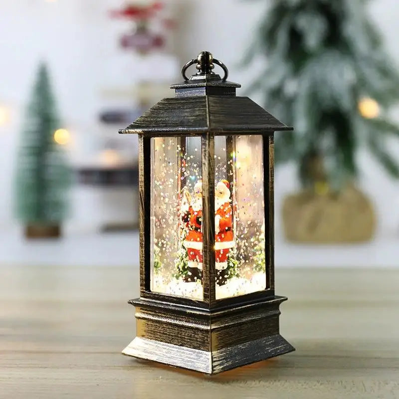 Lanterne Noire Père Noël Neige