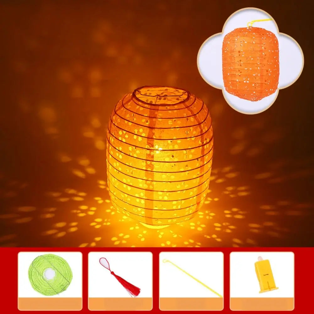 Lanterne Papier Orange Ajourée à Led