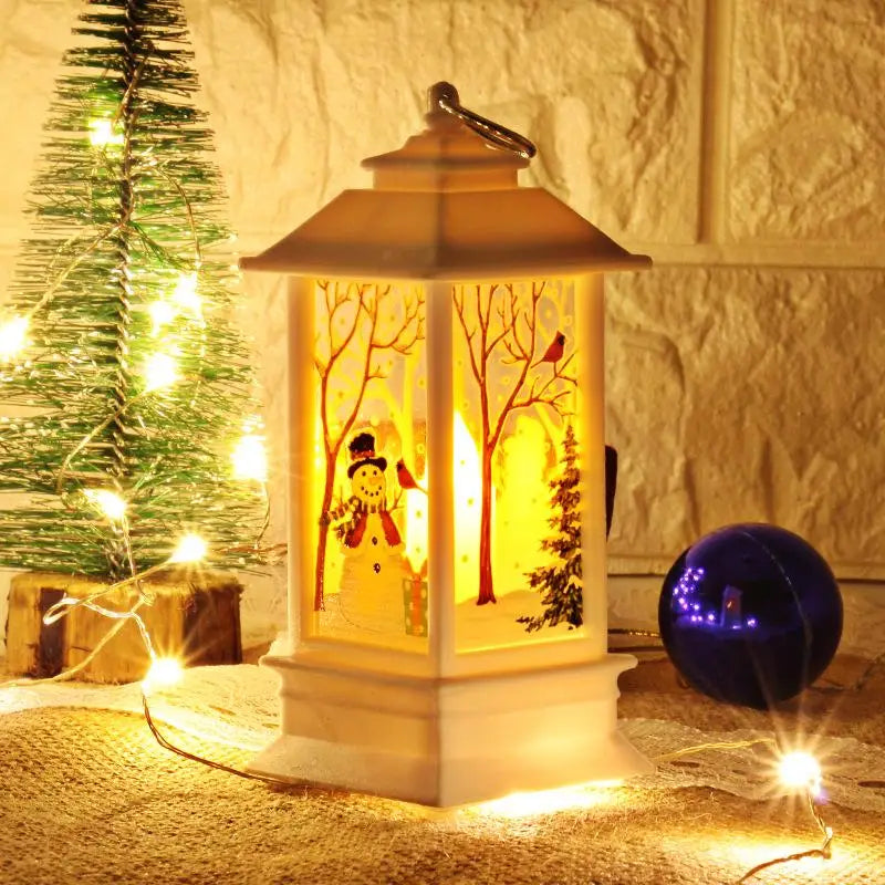 Lanterne de Noël Blanche Bonhomme de Neige