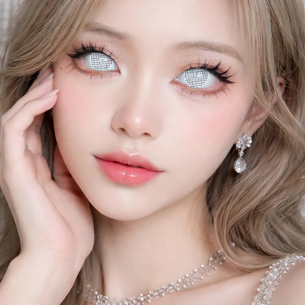 Lentilles Halloween Blanc Quadrillage