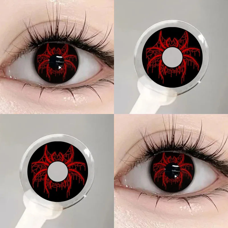 Lentilles Halloween Motif Araignée Rouge Durable