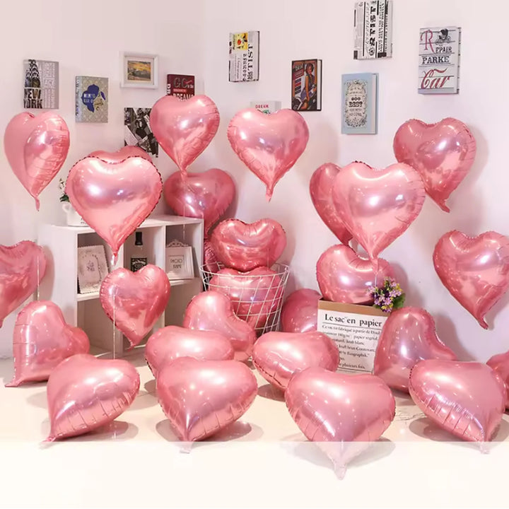Lot de Ballons Cœur Roses