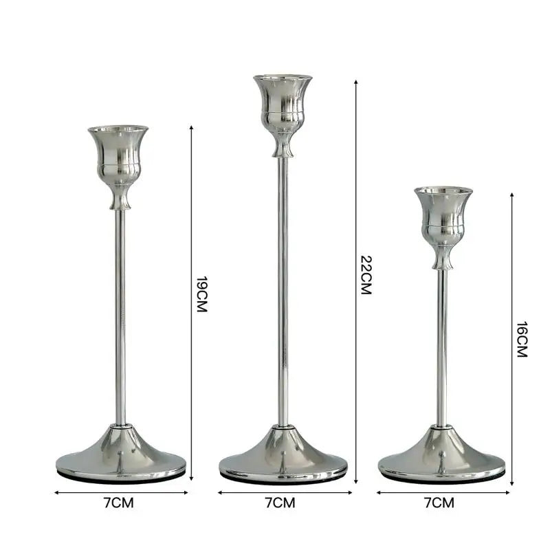 Lot de Bougeoirs Mariage Argentés Dimensions