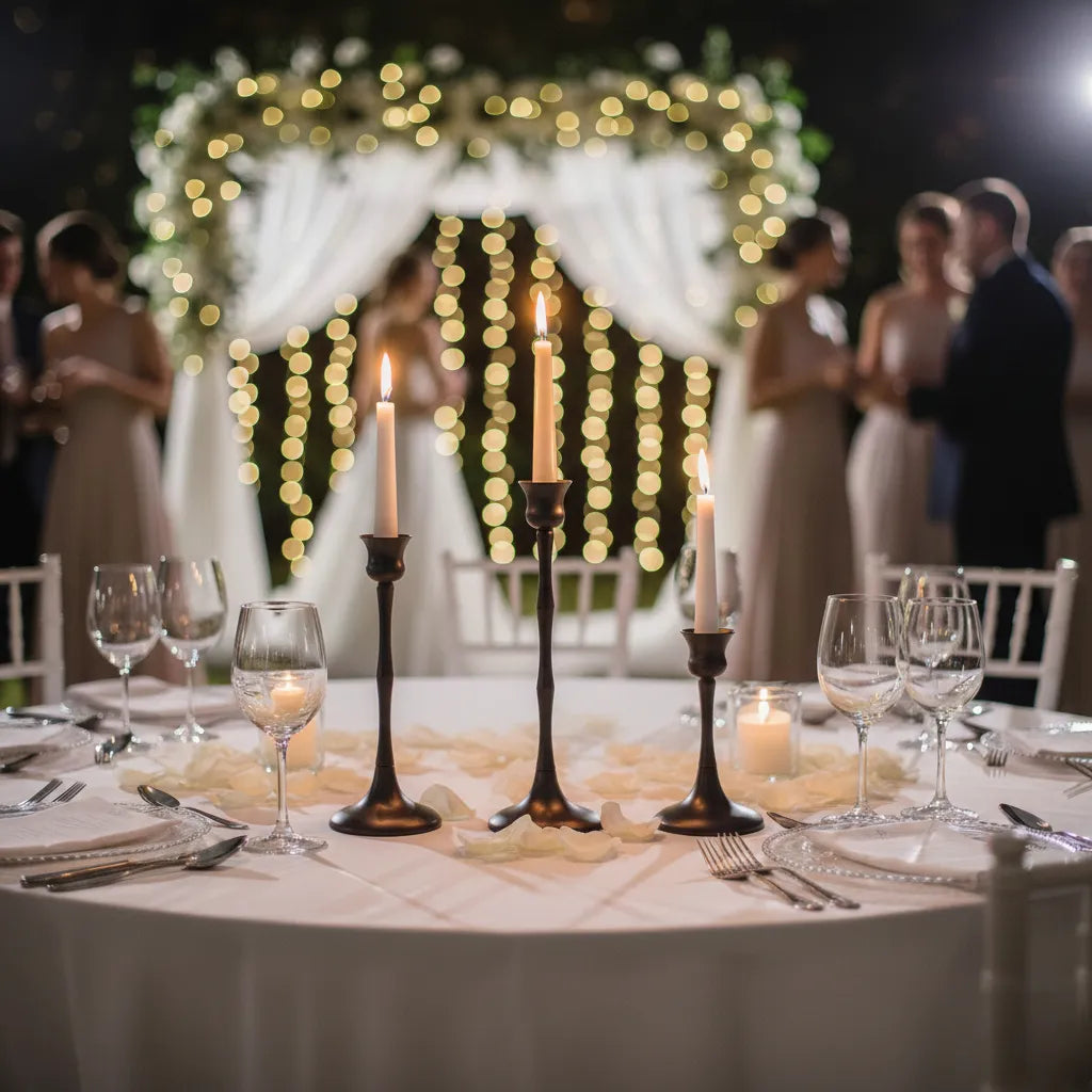 Lot de Bougeoirs Mariage Marron en Fer tendance