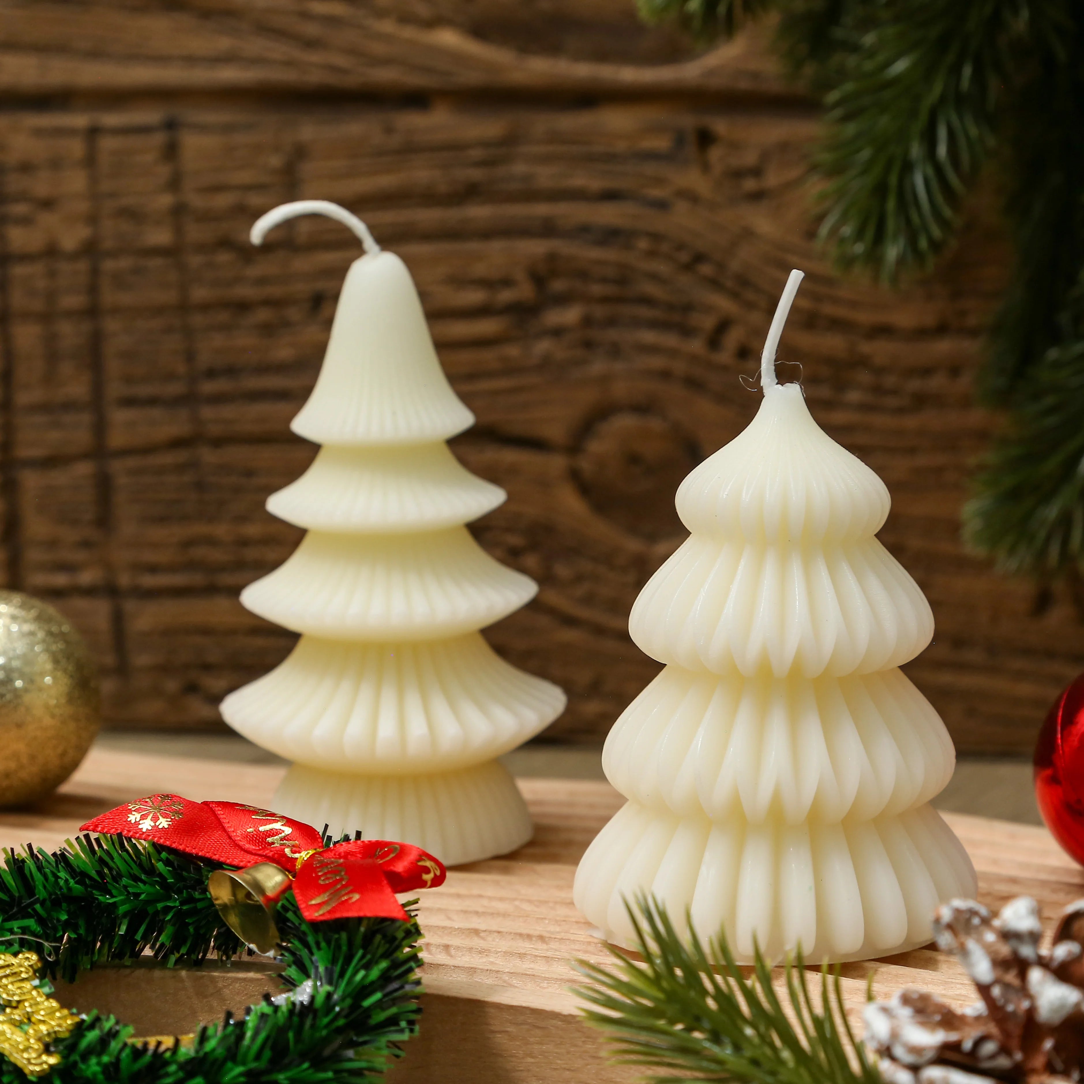 Lot de Bougies Sapin Blanches Stylé