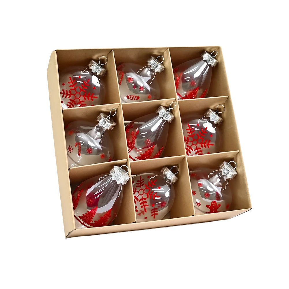 Lot de Boules Transparentes Peintes en Rouge durable