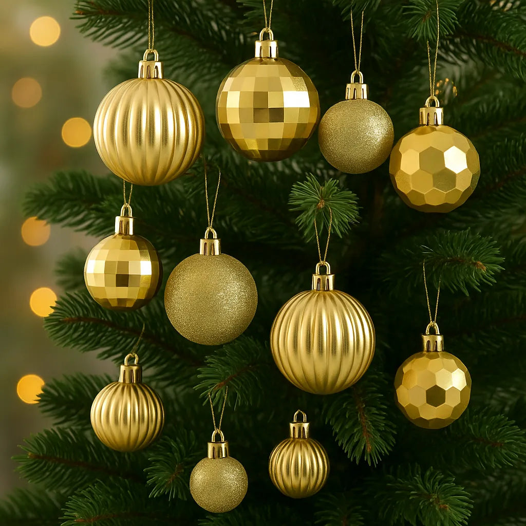 Lot de Boules de Noël Dorées Originales