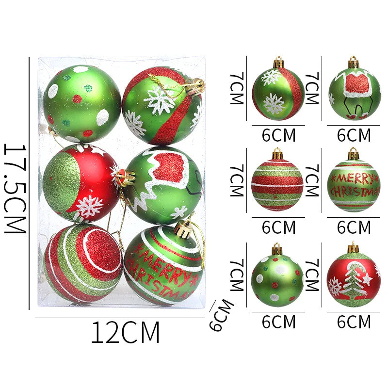 Lot de Boules de Noël Vertes Peintes traditionnel