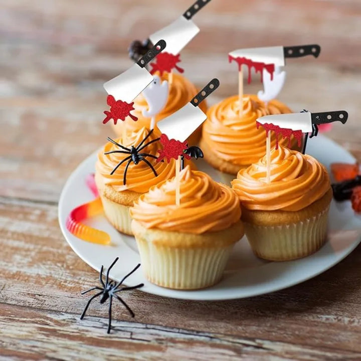 Lot de Cupcake Toppers Couteaux sanglants