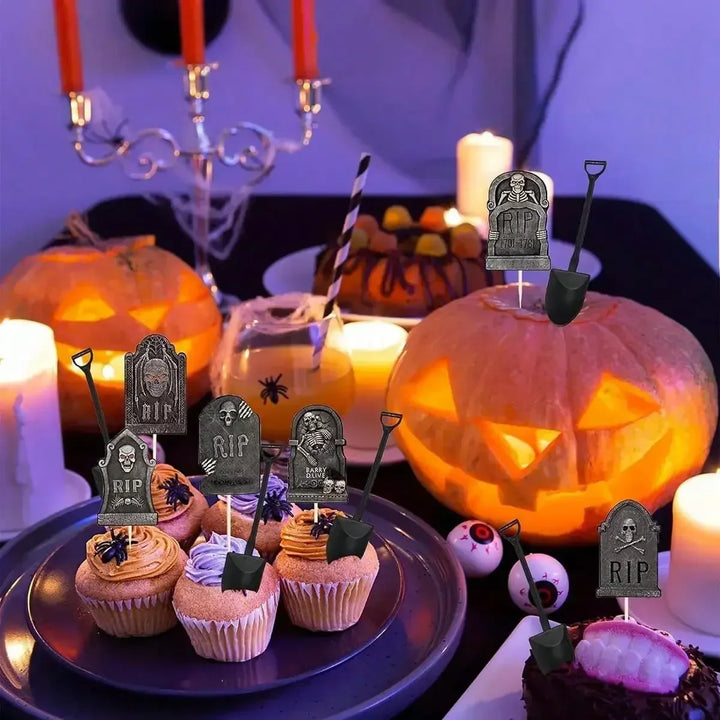 Lot de Cupcake Toppers Pierre Tombale