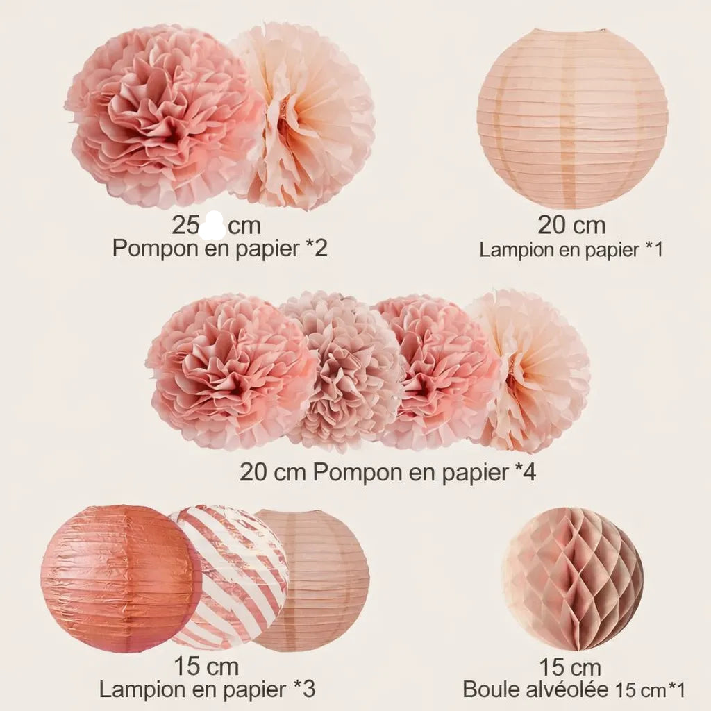 Lot de Lanternes Décoratives Aux Nuances Rose élégant