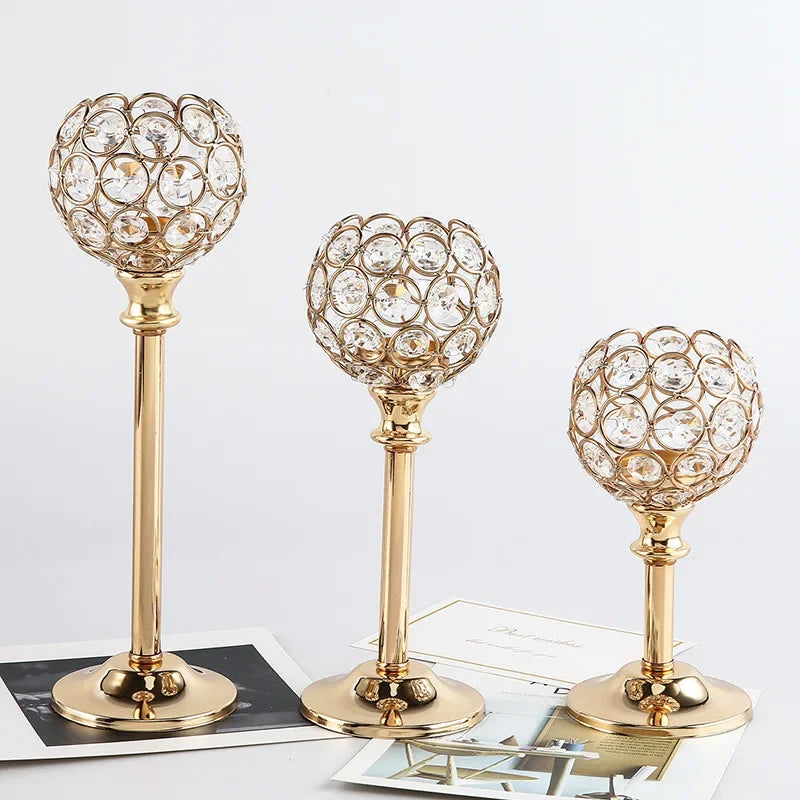 Lot de Photophores Dorés sur Pied Design Chic