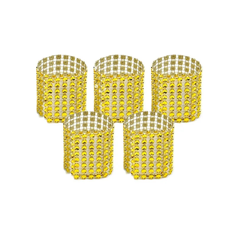 Lot de Ronds de Serviettes Mariage à Strass Dorés Chic
