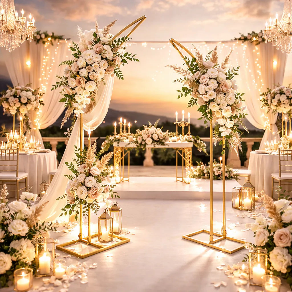 Lot de Supports Demi-arc Dorés Mariage