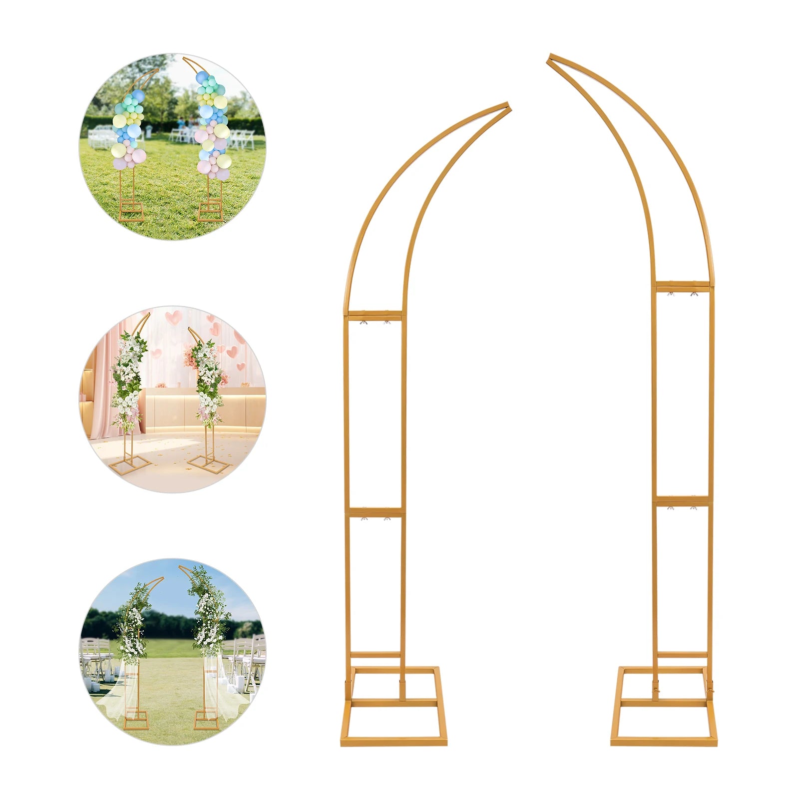 Lot de Supports Demi-arc Dorés Mariage Originale