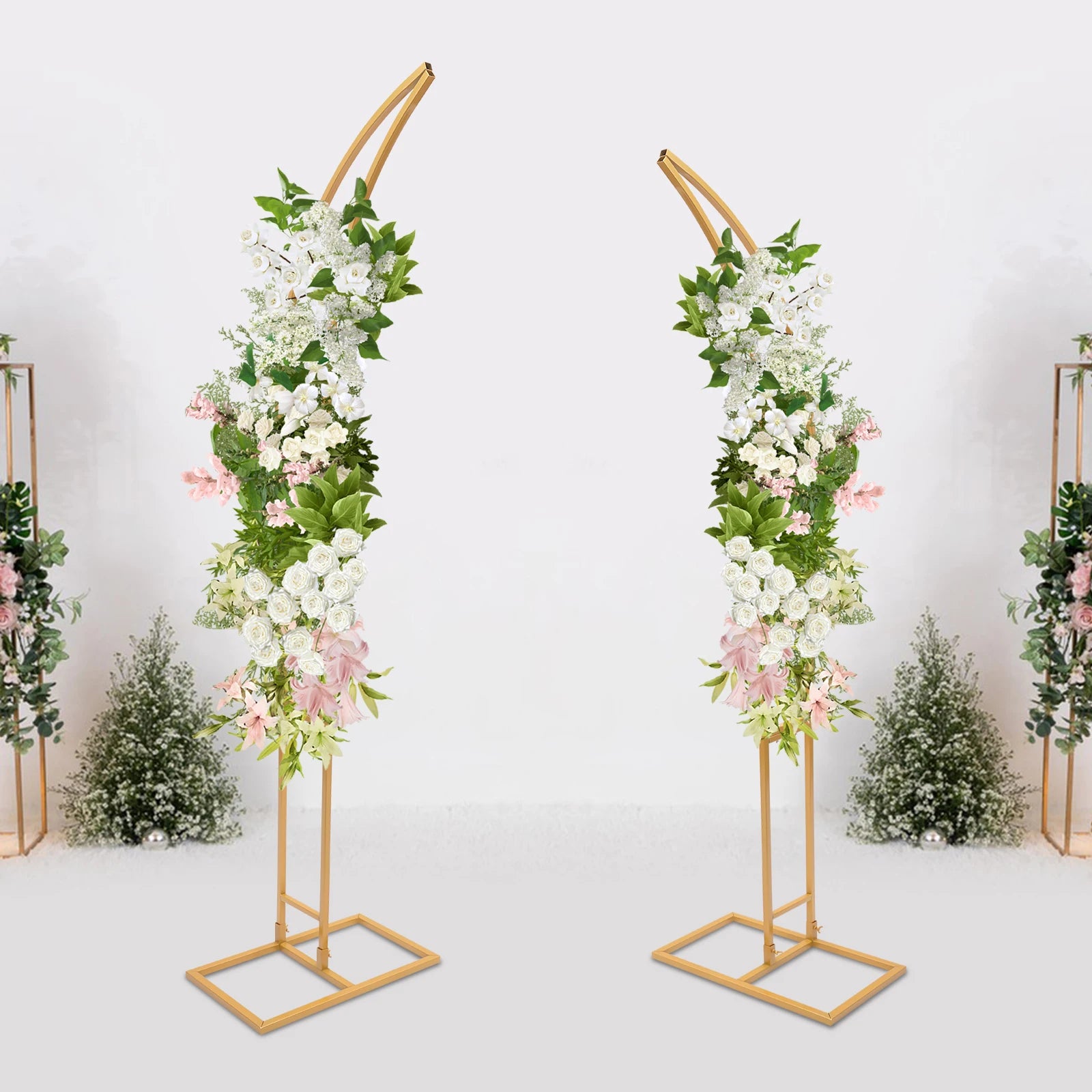 Lot de Supports Demi-arc Dorés Mariage Raffiné