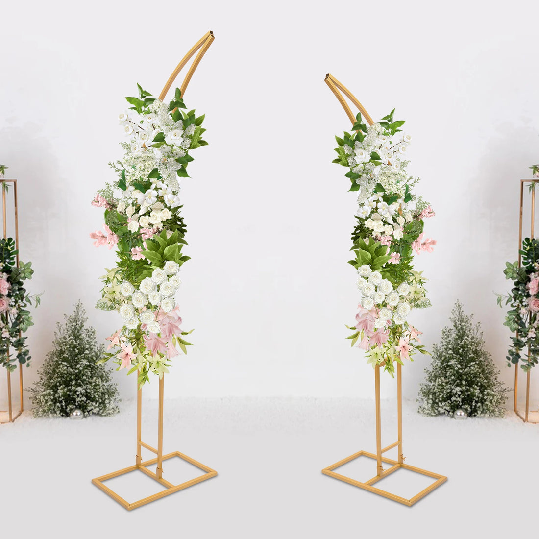 Lot de Supports Demi-arc Dorés Mariage Raffiné