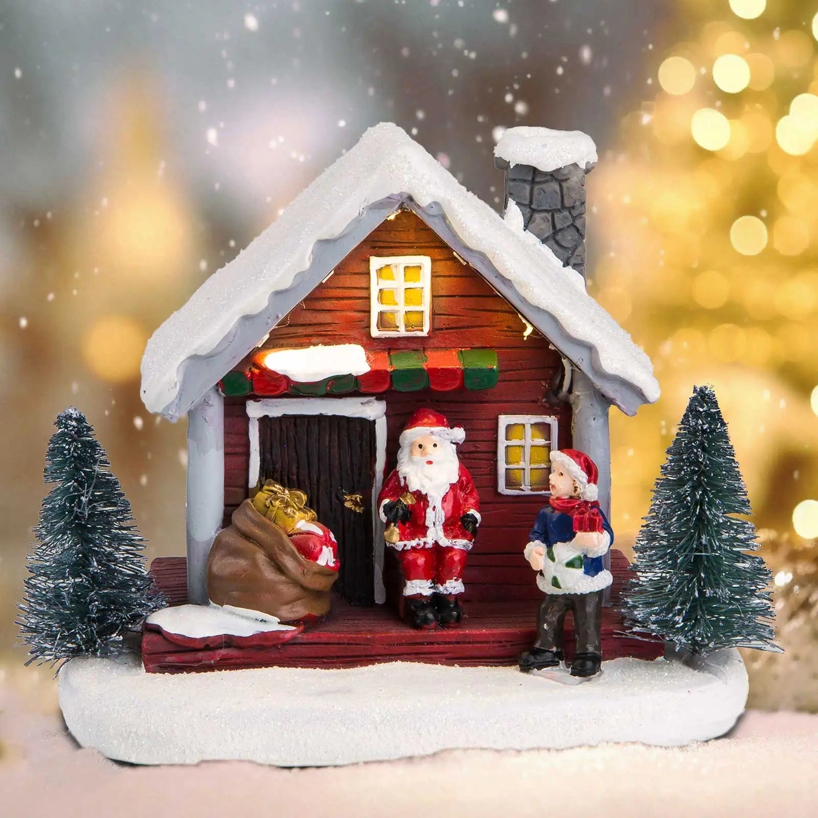 Maison Enneigée Village Noël en Résine 