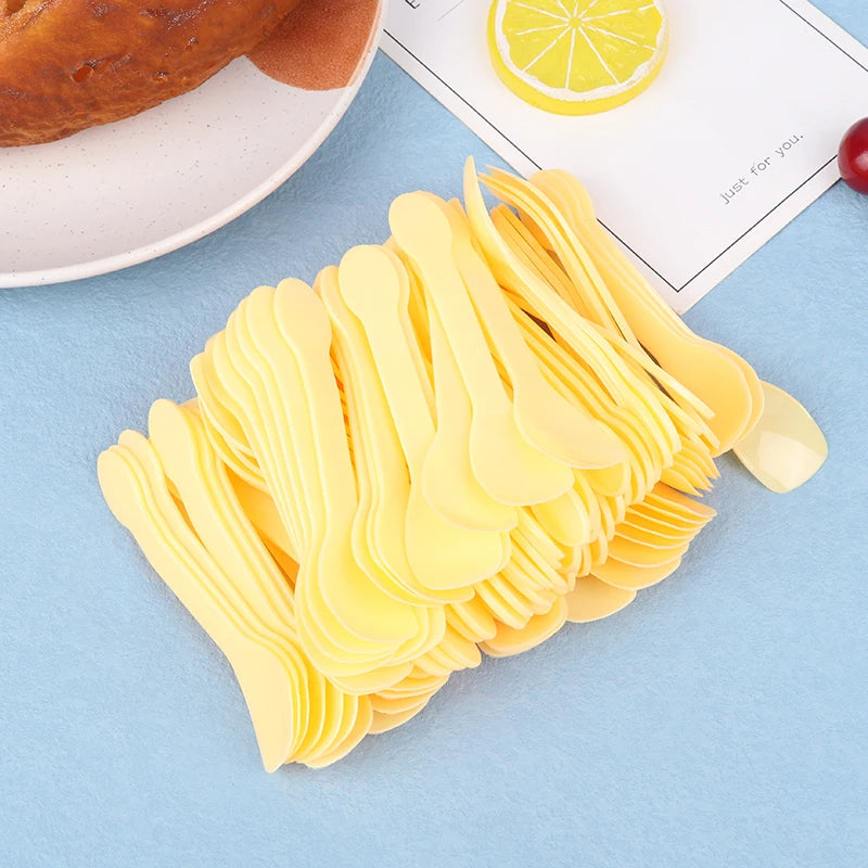 Mini Cuillère à Glace Jetable Jaune