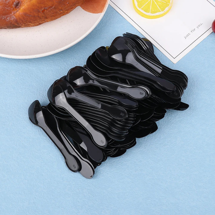 Mini Cuillère à Glace Jetable Noire